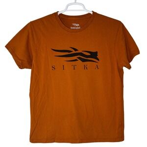 SITKA‎ T Shirt Men's Large Orange Big Logo Graphic Print Hunting Outdoor